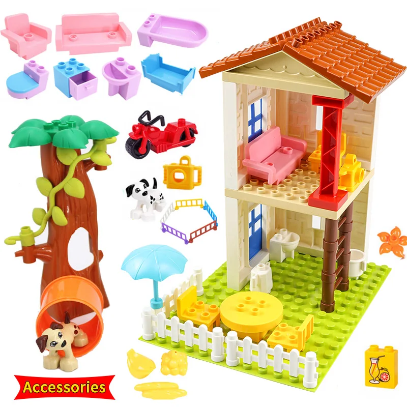 DIY Accessories Bricks Treehouse Base Plate Window House Sofa Furniture Large Particle Big Size Building Blocks Birthday Kid Toy