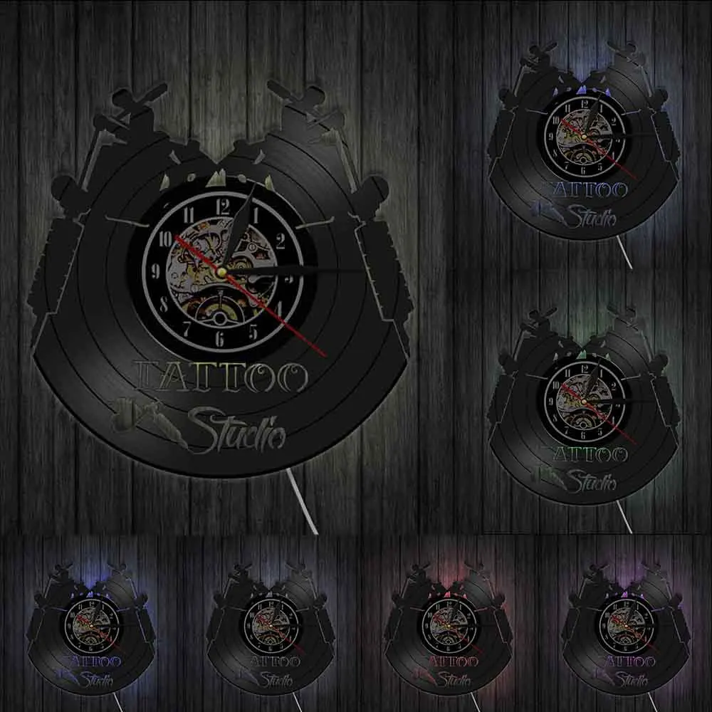 Тату студия с логотипом бизнес знак винтажная виниловая запись настенные тату