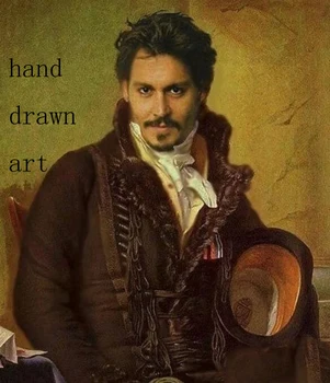 

Artist's perfect hand-painted Renaissance classical style oil painting art on canvas: Johnny Depp portrait oil painting
