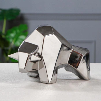 

Piggy bank "Bull", origami, silver color, 15 cm