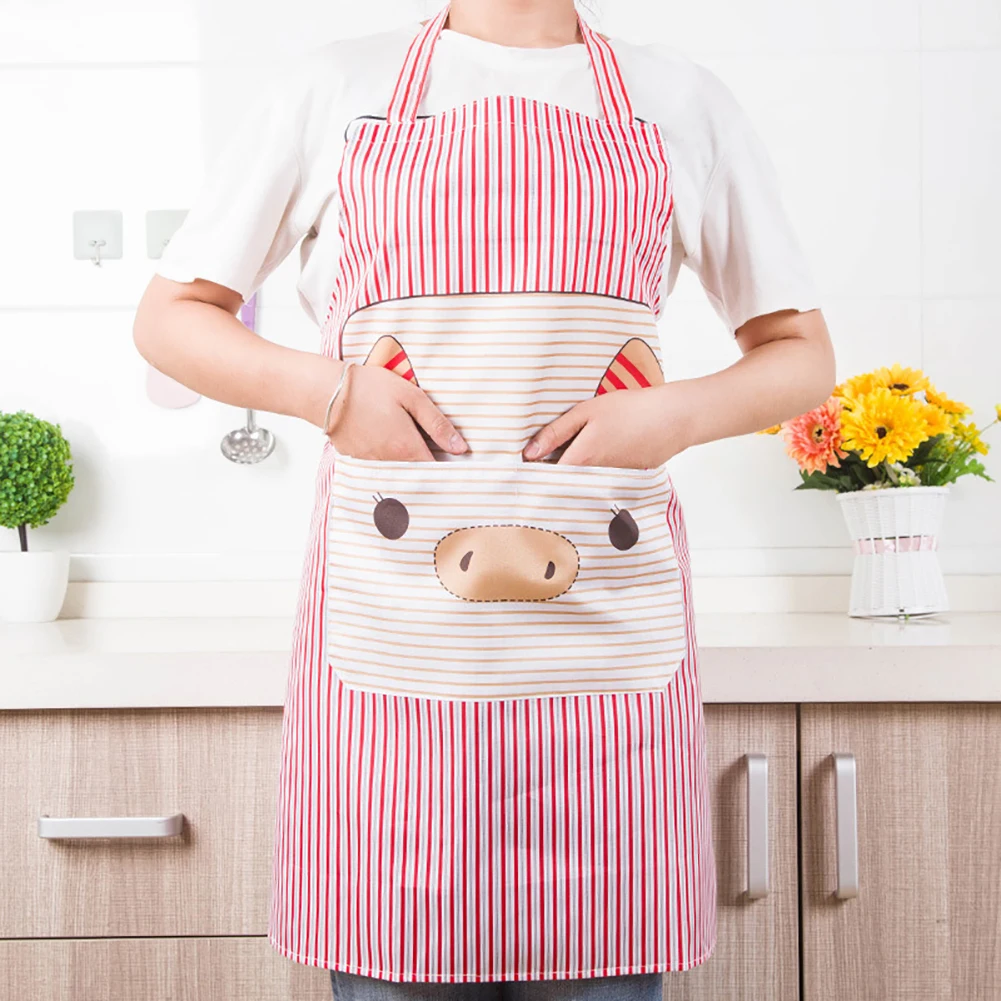 AD_ KQ_ Cute Pig Polyester Pockets Home Kitchen Cooking Anti-Splash Apron Exquis