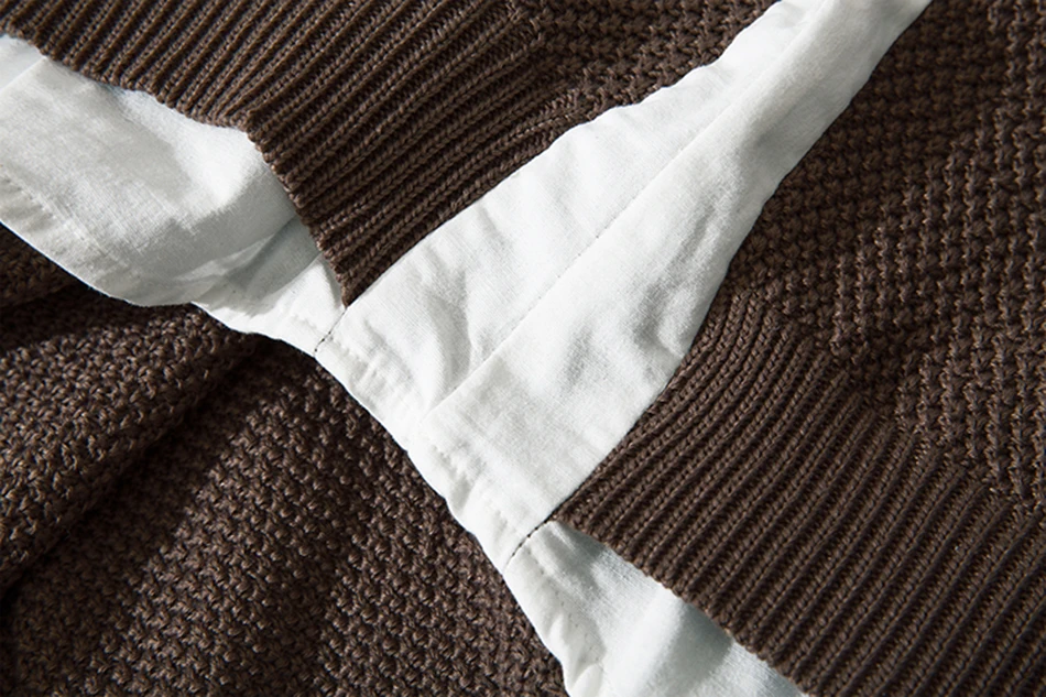 Осень поддельные два Poiece Pull Homme свитер Мужская Новая рубашка воротник Свободный Повседневный длинный рукав лацкан свитер