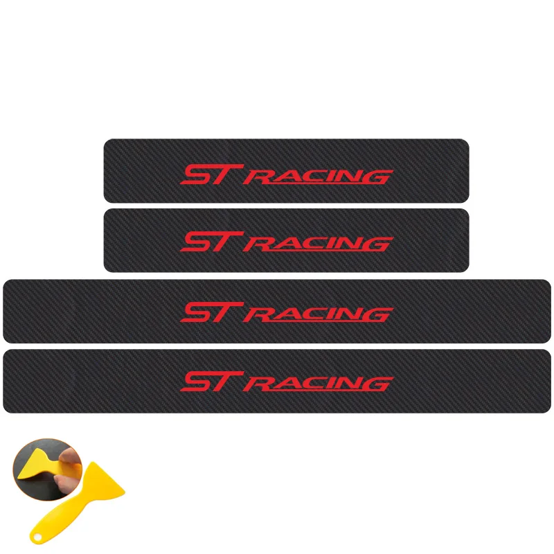 Black red Автомобильный Стайлинг ST Racing креативные наклейки автомобиля углеродного волокна порога протектор наклейки для FORD FOCUS 2 FOCUS 3 беспроводной видеорегистратор Mondeo Fiesta - Название цвета: Black red