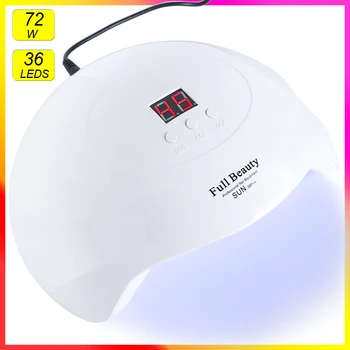 

72W Nail Lamp 36LED Fast Drying Nail Professional Equipment Lamp For Nail Gel Polish Varnish Infrared Dryer Manicure LESUNX8Plus