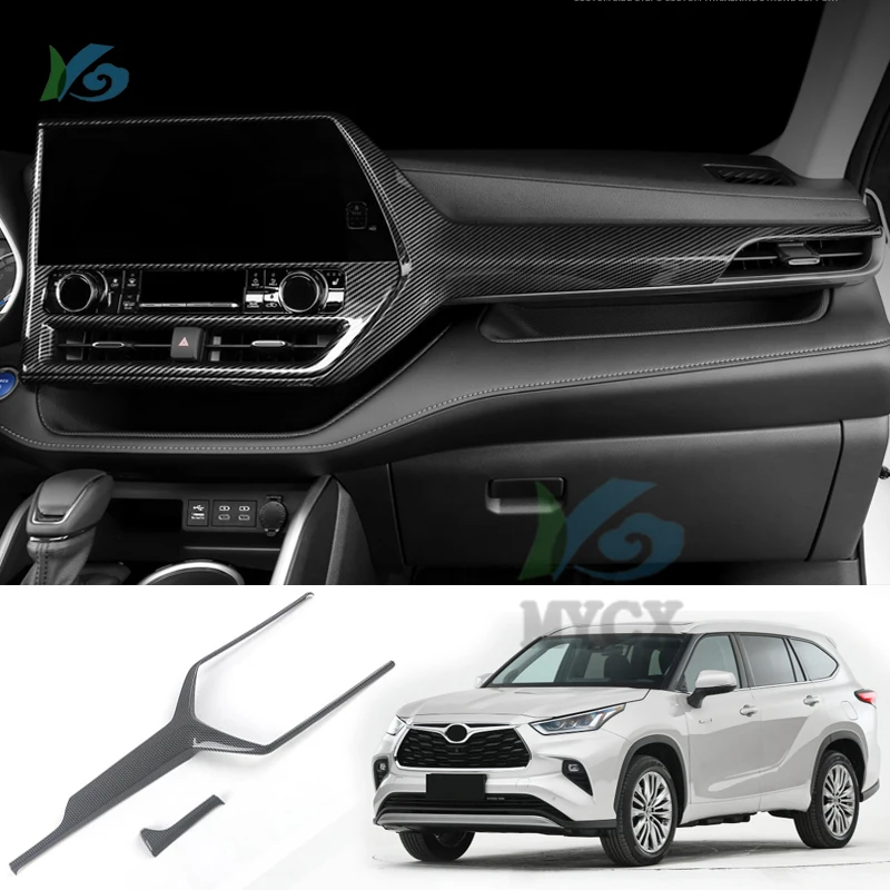 

ABS углеродное волокно, Центральная лента управления для Toyota Highlander XU70 Refit 2022 2021, автомобильные аксессуары, украшение интерьера