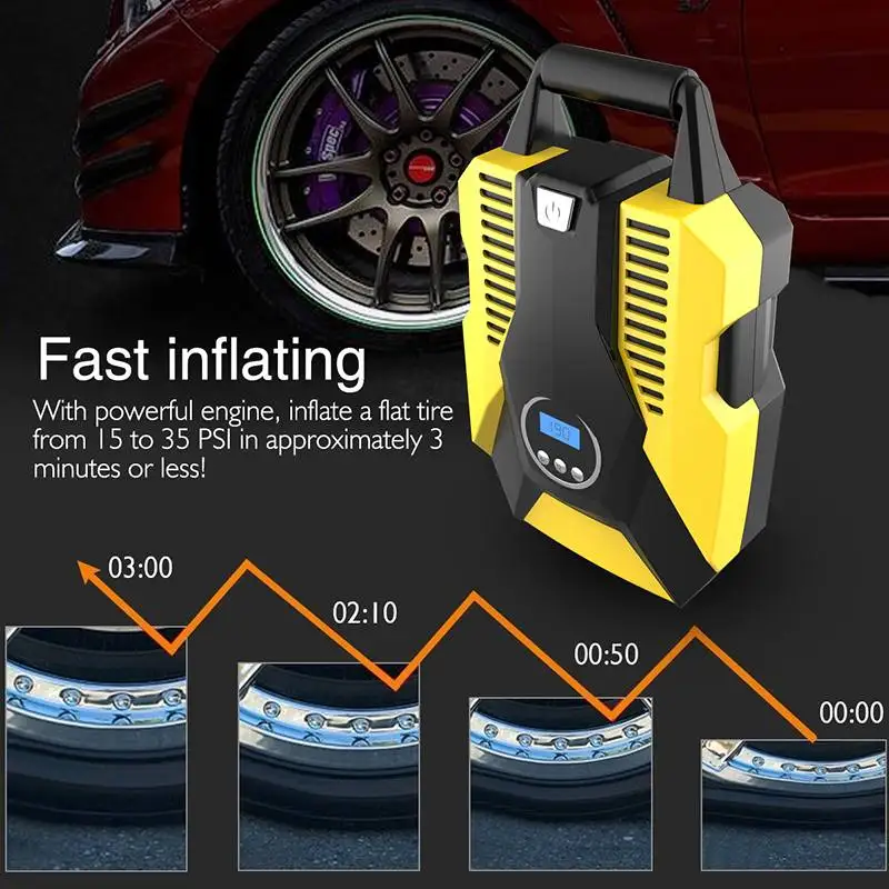 12V Портативный цифровой насос для накачивания велосипедных шин автомобиля электрический беспроводной воздушный компрессор для шин Авто воздушный насос 260 PSI для мотоциклов велосипедов