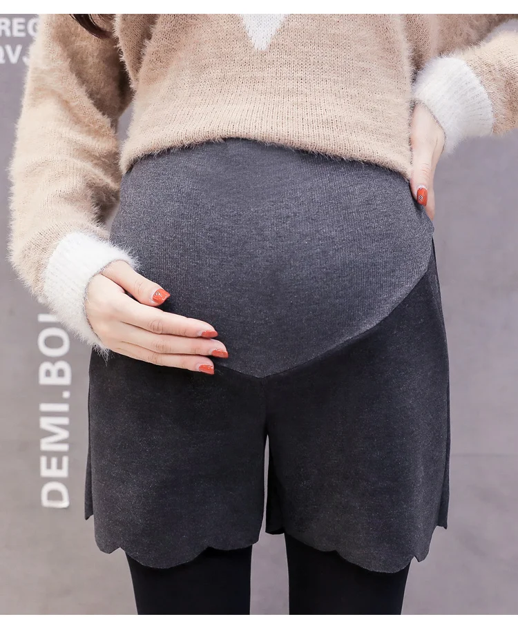 Новая осенне-зимняя Корейская версия сапог Джокера Брюки для беременных женщин шерстяные брюки высокая талия для беременных подтяжки живота Короткие