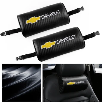 

2Pc Car Pillow Carbon fiber Memory Cotton Seat Headrest Neck Rest Support For Chevrolet cruze captiva lacetti aveo niva trax