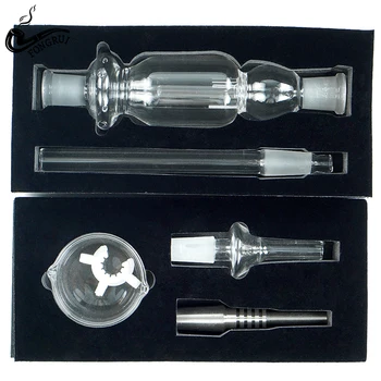 

Durable Delcate Smoking Glass Pipe with Titanium Nail Tobacco Pipe Smoking Pipes Cigarette Holder Gift Box for Father