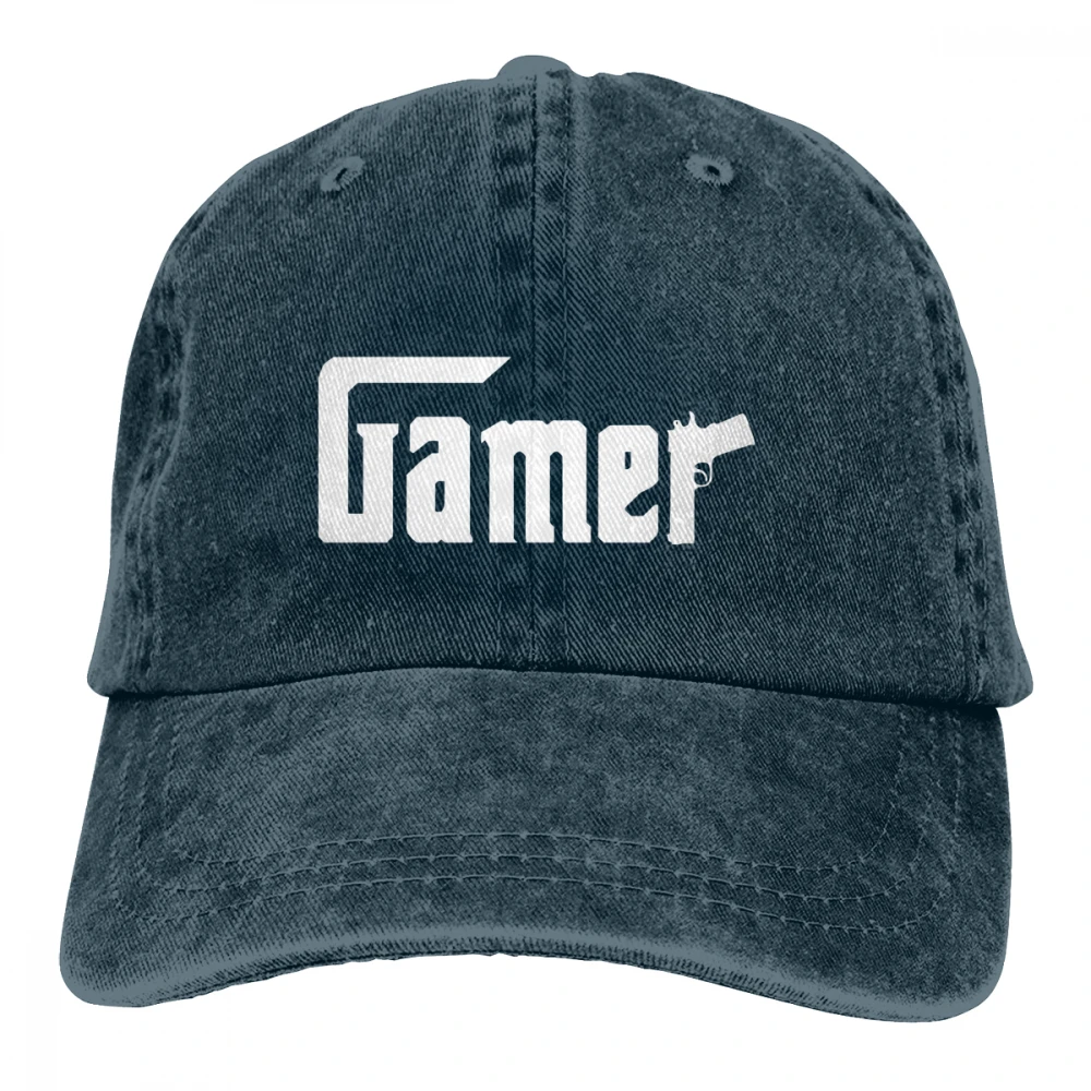 Gamer Casquette темно-синие унисекс Мужские Женские джинсовые бейсболка с ремешком кепки Регулируемая шляпа для гольфа папа