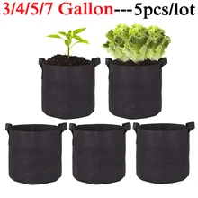 

NEW2022 5Pcs 3/4/5/7 Gallon Grow Bags Felt Grow Bag Gardening Fabric Grow Pot Vegetable Growing Planter Garden Flower Planting