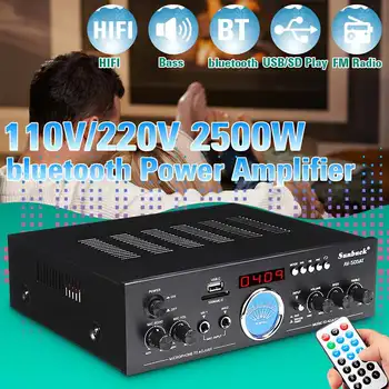 

2500W Home Theater Amplifiers bluetooth 2.0 Channel Audio Stereo Power HiFi Amplifier Surround AMP Mixer USB FM