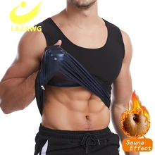 LAZAWG Sauna Sweat Vest Men Waist Trainer Zipper Workout Tank Top Slimming Body Shaper Compression Shirt Weight Loss Fat Burner