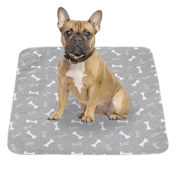 

1pc Dog Pet Pee Pads Reusable Washable Waterproof Fast Absorbing Mat for Bed Mattress Protection (Gray Bone Pattern 80x90CM)