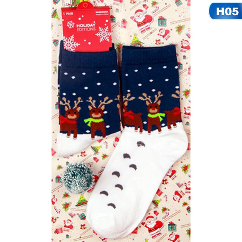 Christmas Tree Snow Elk Gift Cotton Happy Socks PEONFLY New Autumn Winter Christmas Socks Men Funny New Year Santa Claus