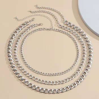 

3pcs/set Punk Metal Chains Necklace for Women Vintage Simple Gothic Short Choker Collares Party Jewelry Gold Silver Color EH1