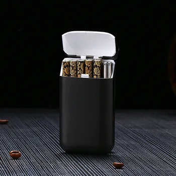 

Hd606 Split USB Rechargeable Cigarette Case Mini-Cigarette Lighter Thickness Dual-Use Ten Sticks Cool Cigarette Boxes Cigarette