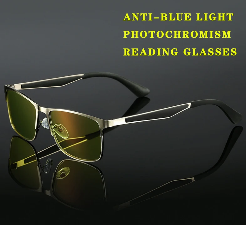 Анти-синие фотохромные очки для чтения высокого качества gafas presbicia mujer metal lentes de hombre fashion leesbril bril anteojos