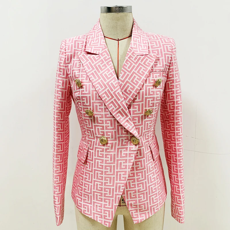 

HIGH QUALITY Newest 2024 Designer Jacket Women Classic Lion Buttons Double Breasted Monogram Jacquard Blazer