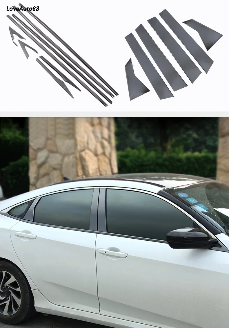 Стеклянная оконная декоративная подушка средняя стойка рамка для Honda Civic 10th декоративные блестки