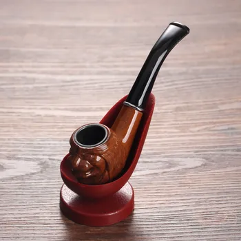 

14cm Wood Pipe Classic Bent Pipes Gift Cigarette Cigar Tube Smoking Set Ebony Wood Smoking Pipe Handmade Brown Tobacco Pipe