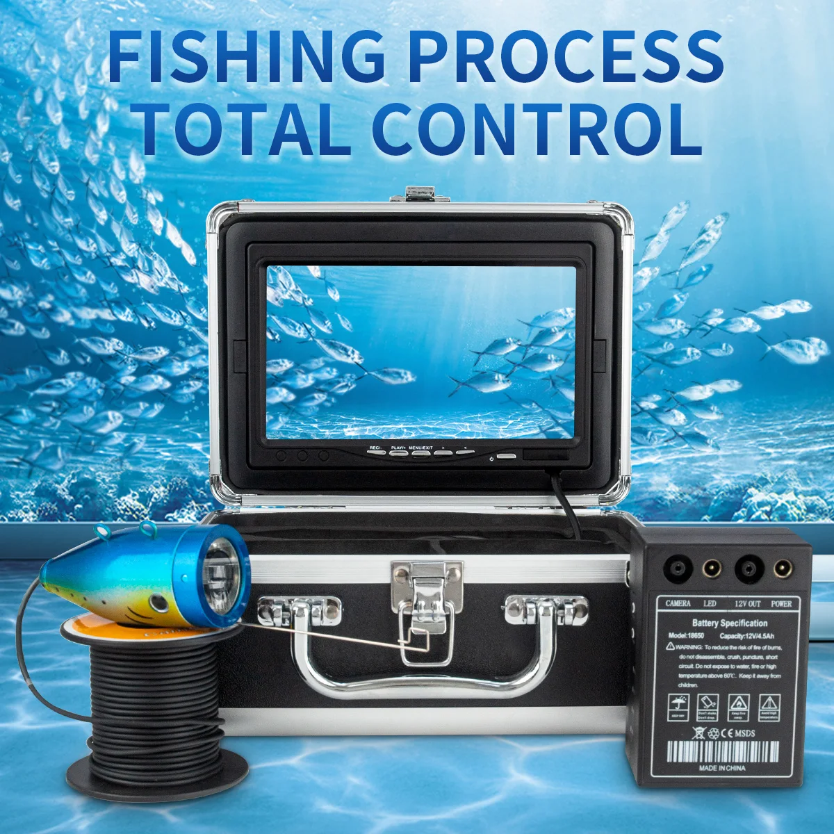 WF01B-plus Underwater Fishing Camera, Portable Fish Finder Camera HD 1200TVL Infrared LED  for Ice Lake Sea Boat Kayak Fishing