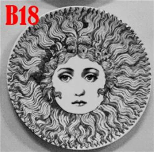 18 Fornasetti тарелка, подвесное блюдо, итальянский дизайн, декоративная подвесная тарелка для дома, европейский стиль, фруктовые тарелки Fornasetti блюдо - Цвет: 18