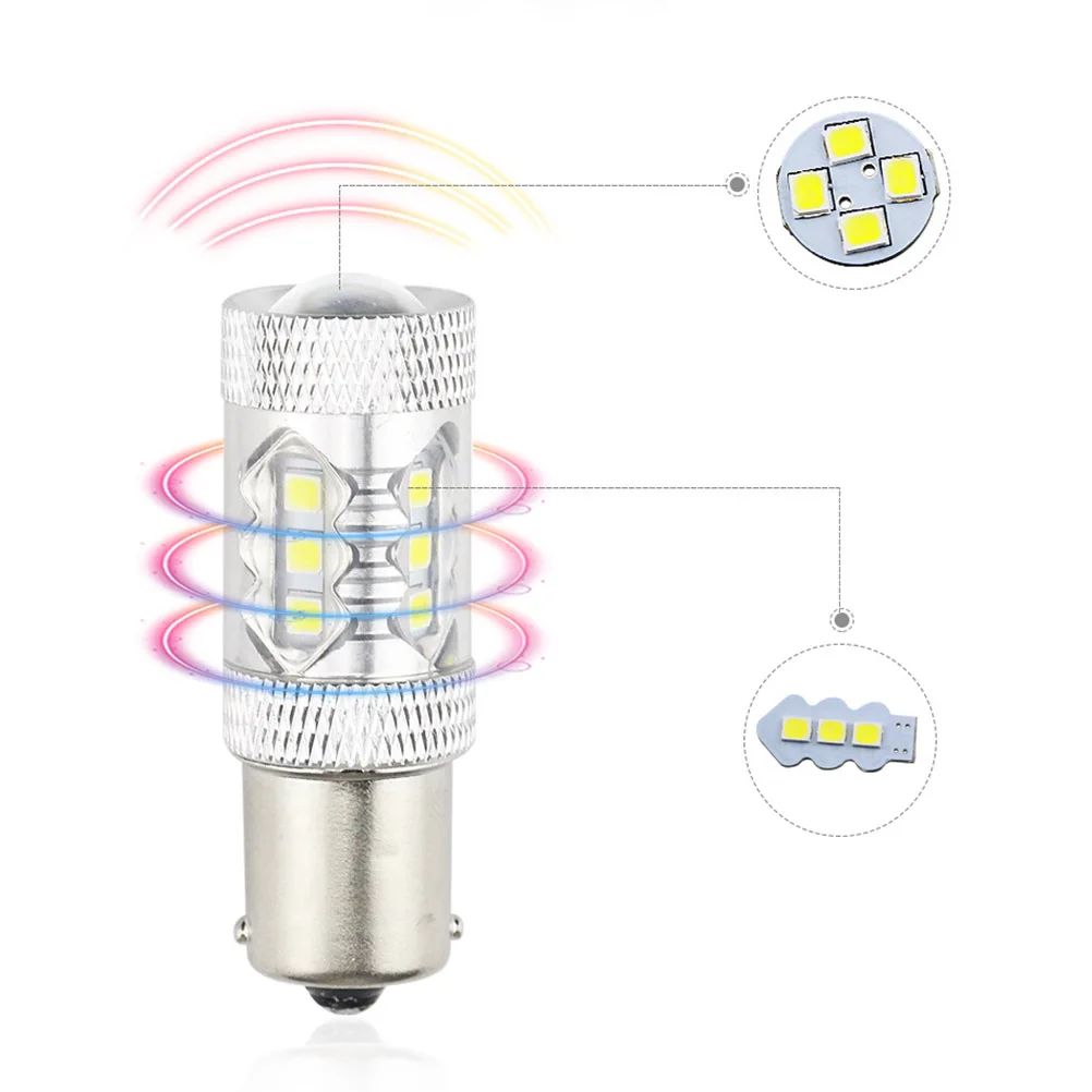 4 шт. 80 Вт Автомобильные тормозные габаритные огни 3030 16SMD BA15S P21W светодиодный стоп-сигнал авто задний фонарь дневные ходовые сигнальный светодиод огни