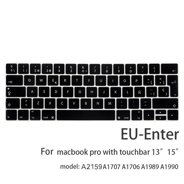 With ñ Spanish keyboard cover protector for macbook pro13 A2159 A1990 For macbook air 13 A1932 A1466 Keyboard protective film A2159A1706A1707A1990