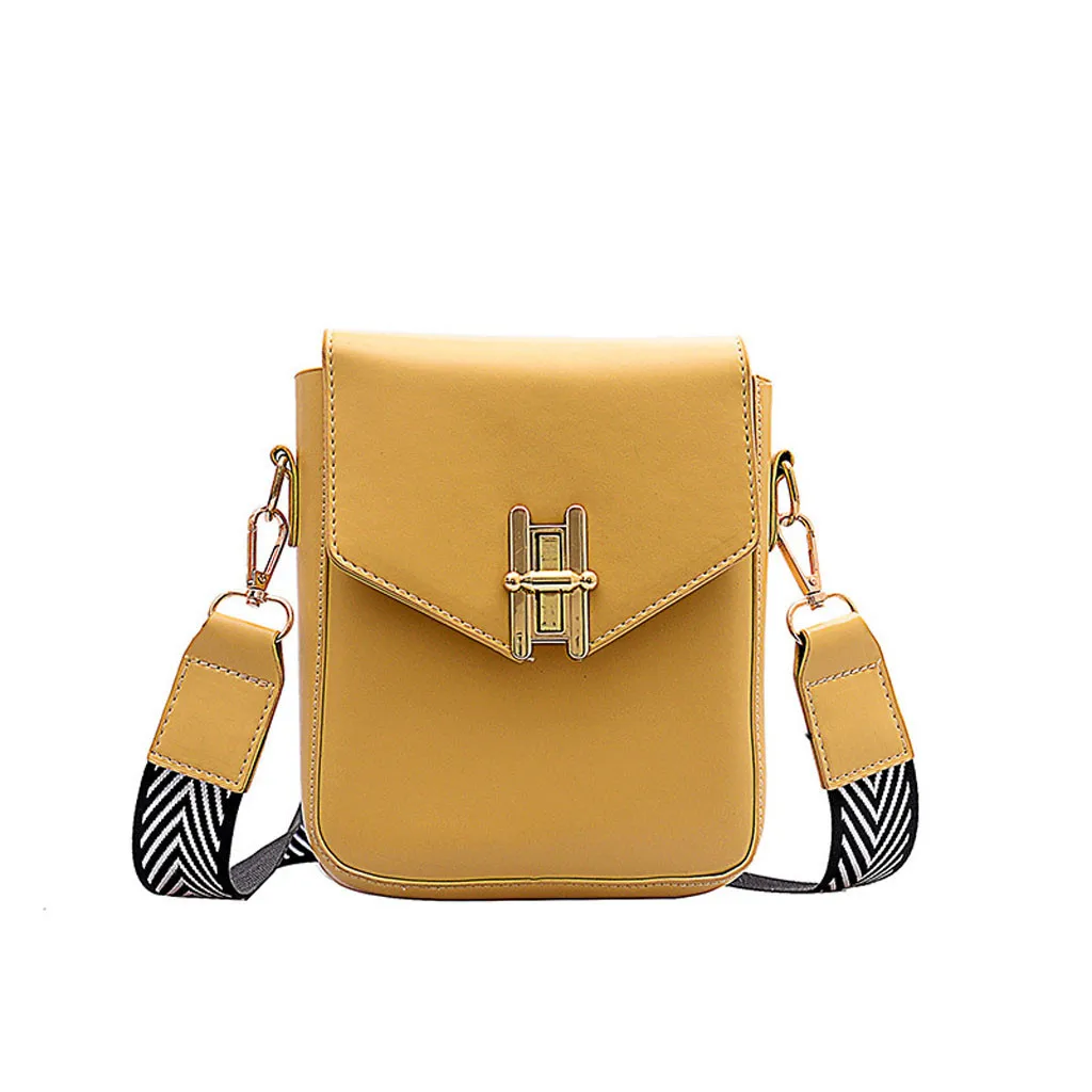 Летняя новая маленькая сумка женская сумка стиль-корейский стиль универсальная сумка на плечо с широким ремнем квадратная сумка на ремне одноцветная - Цвет: Yellow