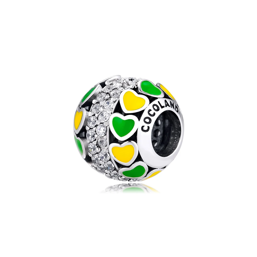 CKK 100% 925 Sterling-Silver Forever Heart Charm White Red & Green Enamel DIY Fits for Making Charms Bracelets | Украшения и