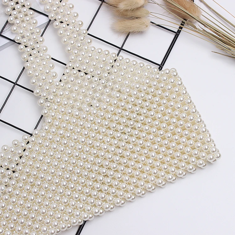 Fashion Tide New Niche Pearl Vest For Woman Retro Personality V Collar Strap Bead Weaving Tank Tops Pop Nice Outwear YG92311