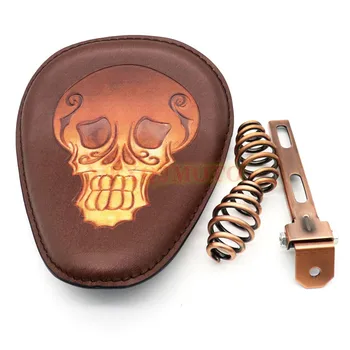 

Brown Leather Skull Solo Slim Motorcycle Seat For Harley Sportster Bobber Chopper