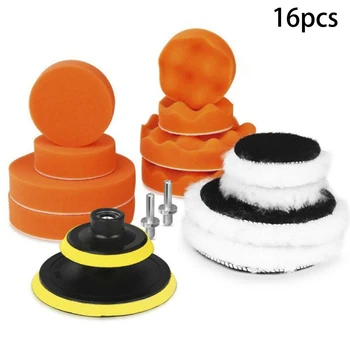 

16pcs 5 Inch Sponge Buffing Polishing Pad Kit For Car Polisher With Drill Adapter Sponge Polishing Pad Wool Buffer