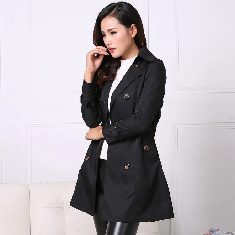 Весна и осень средней длины Slim Fit для похудения Для женщин Повседневное шнуровка Тренч