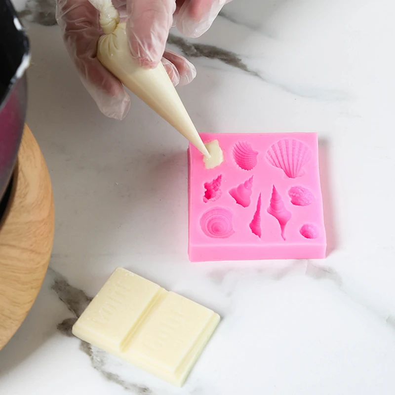 Pink Seashell Silicone Molds 3D Fondant Soap Mold for Caking Decoration Chocolate Candy Mold Baking Tool