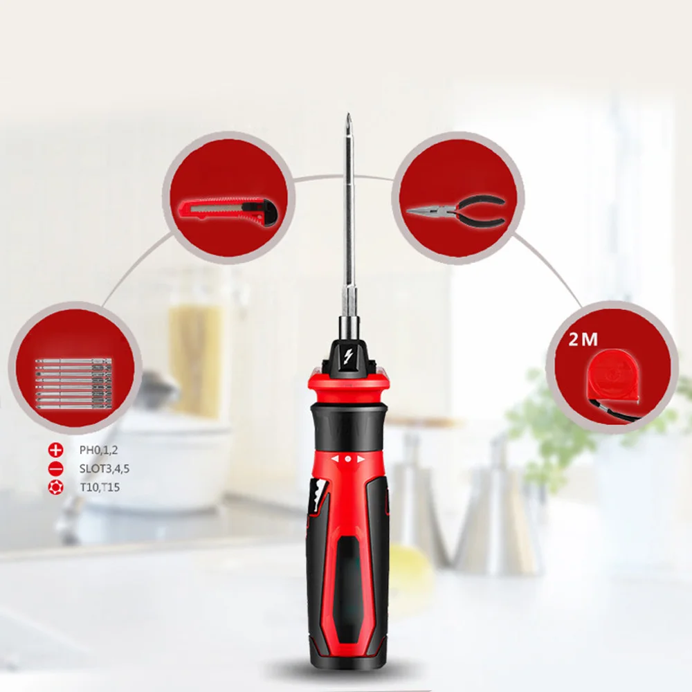 

USB Charging Cable Household Mini Electric Screwdriver Bits Set Plastic Tool Box