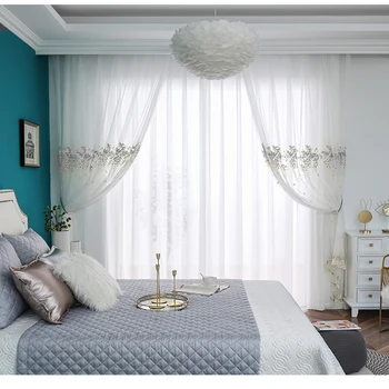 

Modern Simple Nordic Embroidered Curtain Living Room Bedroom Shading Partition Curtain Window Gauze Bay Window Vine