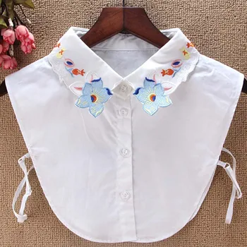 

New Embroidery Flowers Fake Collar Simple And Fashionable Imitation Collar Striped Sweaters Wild Shirt Women's Fake Tie
