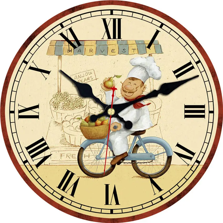 Large Wall Clock Fat Chef Bread Cookfashioned Chic Clock Vintage
