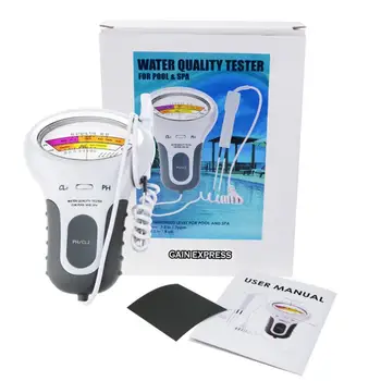 

PH and Cl2 tester with probe 2 in 1 water quality PH liquid level portable digital pH meter swimming pool spa analysis tool