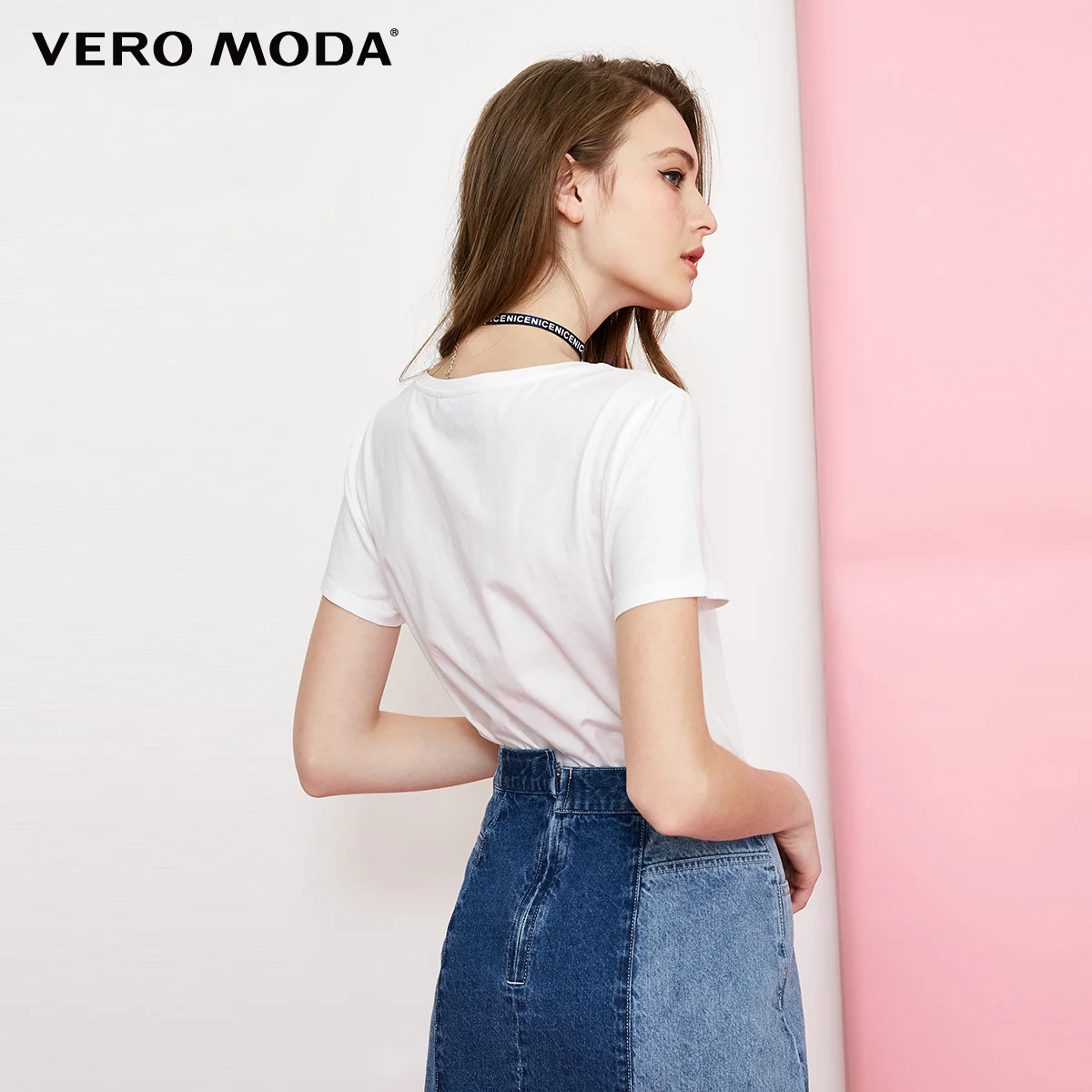 Vero Moda футболка женская Женский Круглый вырез многоцветный Базовый стиль