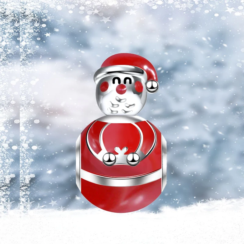 

Fit pandora charms silver 925 original beads Red Enamel snowman accessories for bracelet jewelry making women gift free shipping