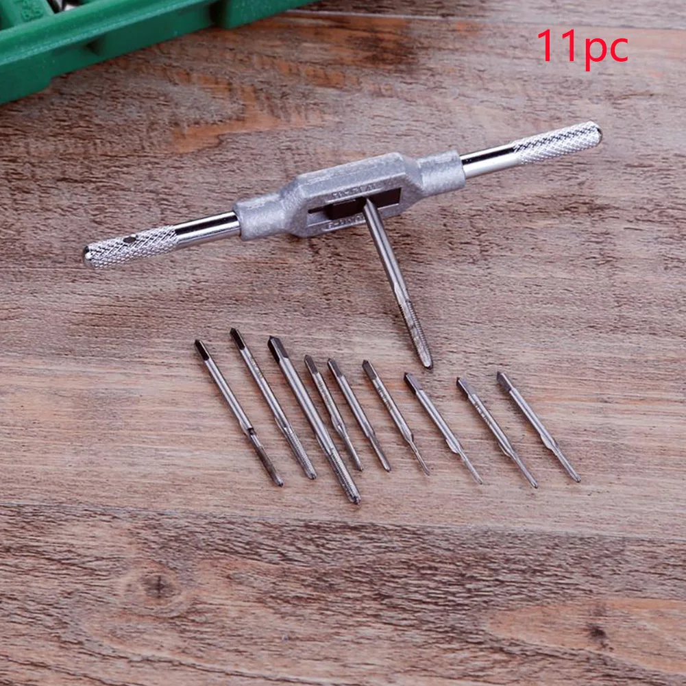 11pcs Mini Screw Hand Use Home Metric Tap Set Tapping Repair Tool Thread Wire Watch High Speed Steel Lightweight DIY Woodworking