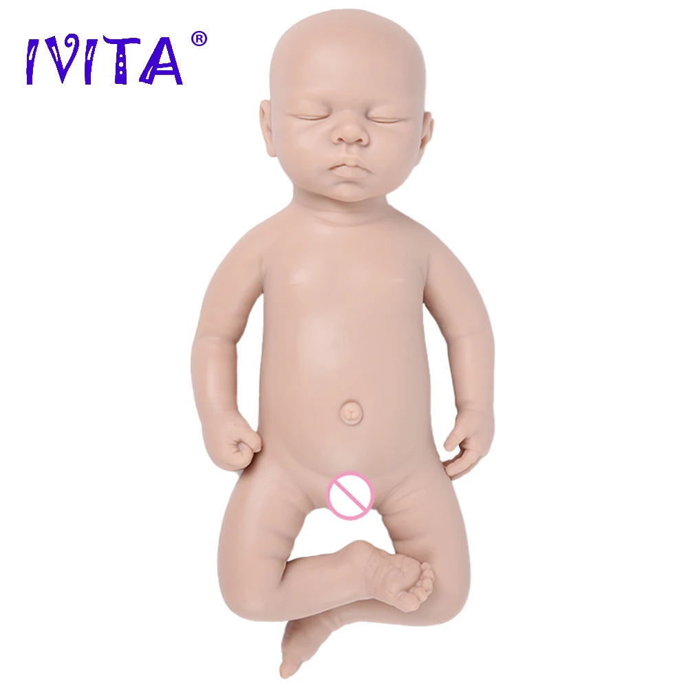 Full Body Solid Silicone Reborn Baby Girl 18inch Unpainted Unfinished Soft Dolls 