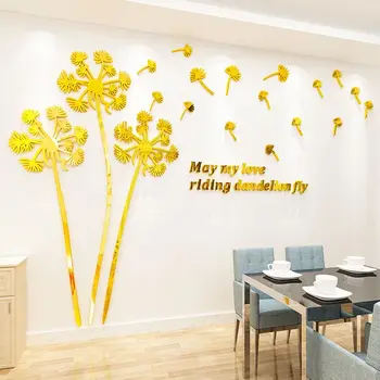 

Dandelion 3d Three-Dimensional Wall Stickers Living Room Bedroom Dining Room TV Background Wall Decoration Room Acrylic Stickers