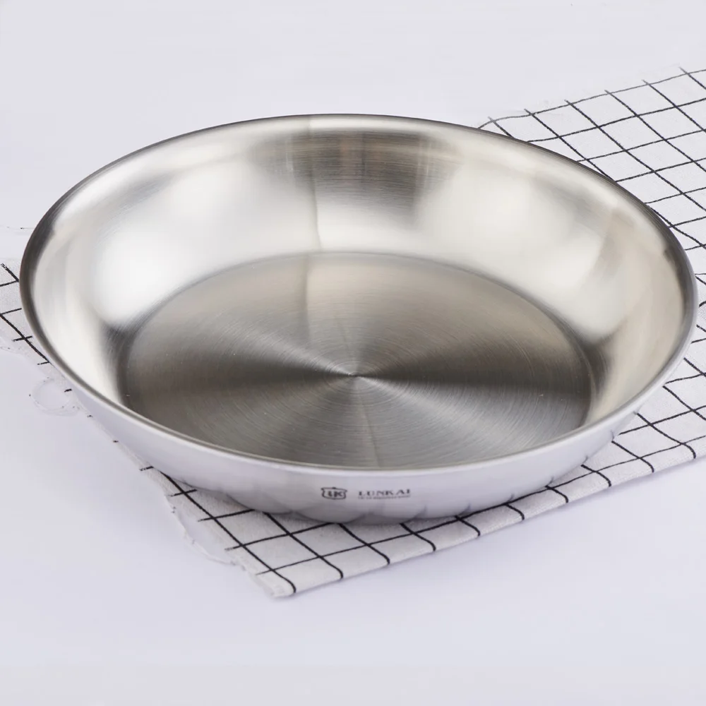 LK24cm 9.5inch 0.8 Посуда для выпечки сковородки для пиццы сервировочная тарелка круглая для супа блюдо для еды 18/10 нержавеющая сталь - Цвет: LK24cm 9.5inch 0.8