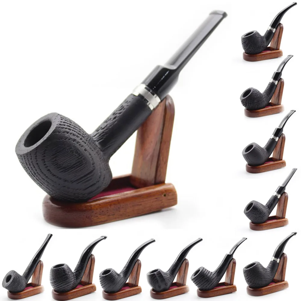 Vintage-Natural-Bog-Oak-Wood-Tobacco-Smoking-Pipe-Handmade-Sandblast ...