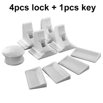 

Magnetic Safety Invisible Cupboard Lock Baby Child Pet Drawer 4 Locks + 1 Key