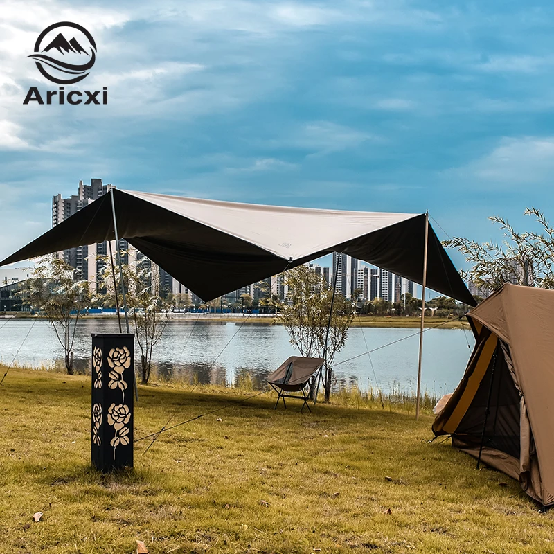 Black Coating Tarp Outdoor Camping Sun Shelter Shade Awning Thickened 210D Oxford cloth ANTI UV high waterproof tarp